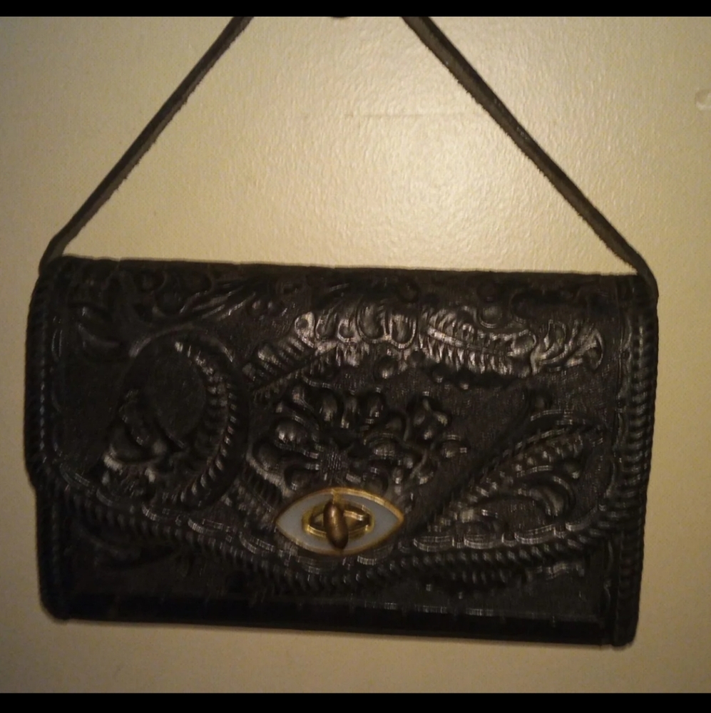 Vintage Black Leather Purse